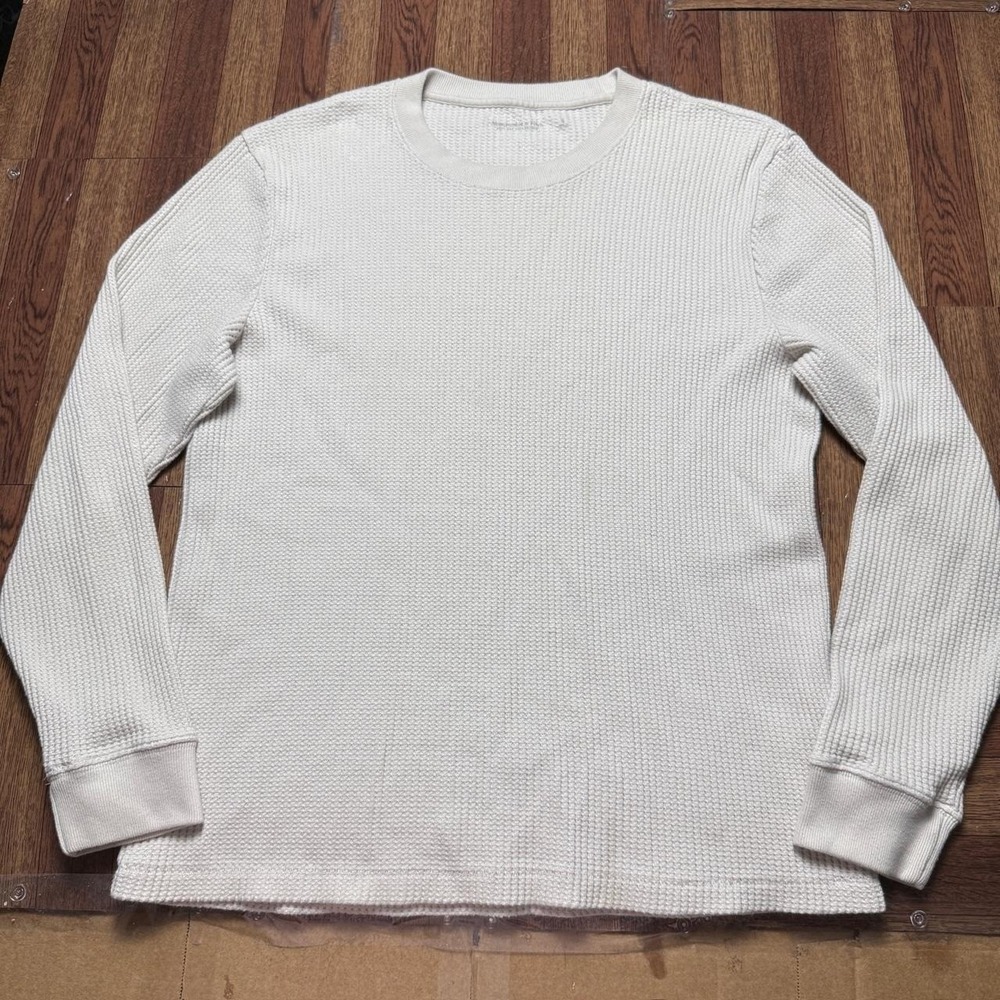 Abercrombie&Fitch A&F Beige Knit Thermal Waffle Sleeve Shirt Small